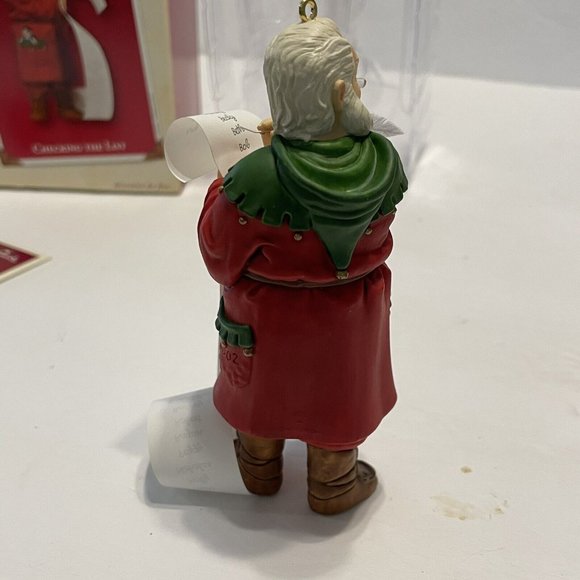 Vintage 2002 Hallmark Keepsake checking THE  LIST Christmas Ornament Santa Claus - Picture 5 of 13